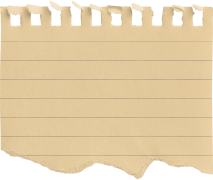 Small Notepad Half Yellow Page Torn Lined isolated on transparent background