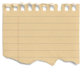 Small Notepad Half Yellow Page Torn Lined with Red Margin