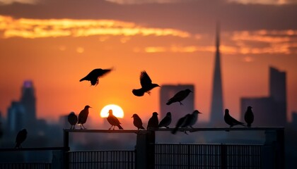city birds at dawn