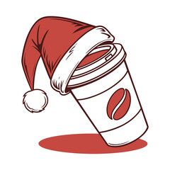 Christmas coffee cup with santa hat and coffee bean logo