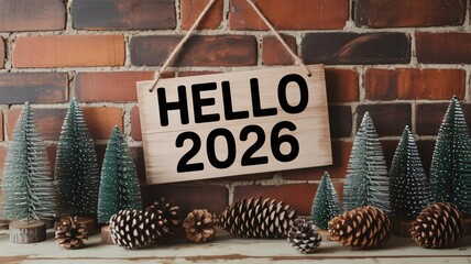 Excited for 2026 New Year celebration with rustic holiday decor