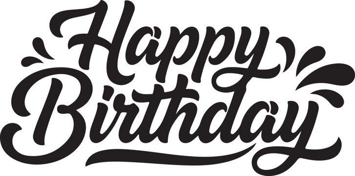 Happy birthday elegant script typography greeting card design