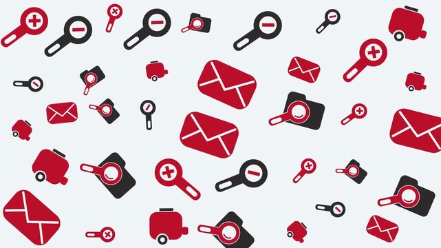 Security Email Alerts and Package Delivery Icons Pattern, Digital Communication Background, Seamless Graphic Design