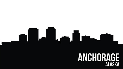 Obraz premium Anchorage alaska city skyline silhouette black and white