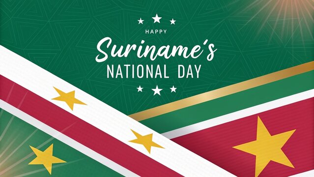 Suriname Independence Day, Colorful festive layout showcasing bold flag representation with dynamic patriotic design elements.
