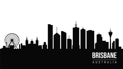 Fototapeta premium Brisbane australia cityscape silhouette with ferris wheel