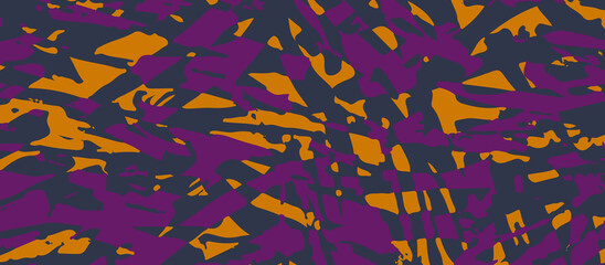 Abstract seamless pattern with organic shapes in dark purple orange and navy blue colors
