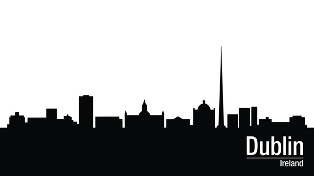 Silhouette of the dublin skyline against a white background