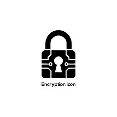 Digital Encryption Padlock Icon with Circuit Lines, Cybersecurity Data Protection Symbol for Secure Access, Privacy, Network Security Design Concept

