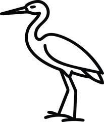 Egret bird vector outline icon on white background
