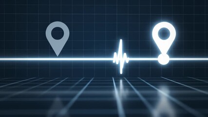 Heartbeat Displays Geolocation Icons on Ekg Trace Animation - Powered by Adobe