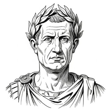 Roman Leader Julius Caesar with Laurel Wreath