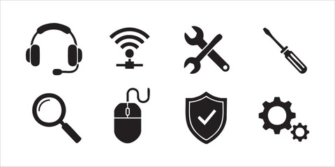 Collection of IT support and troubleshooting icon