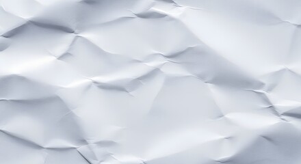 Close up crumpled white paper texture with shadows for background presenting artistic paper texture surface and blank space of old craft