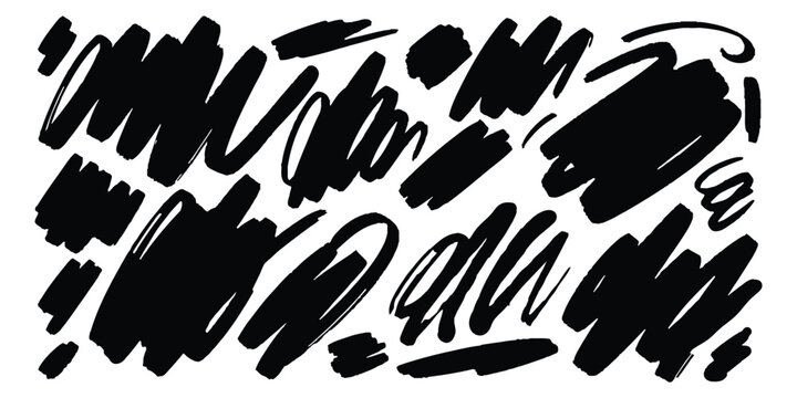 Abstract black scribble marks on white background texture EPS file