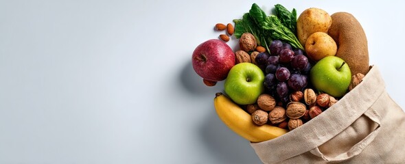 Healthy Groceries in a Reusable Bag - Fresh Produce and Sustainable Living.