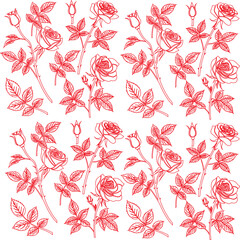 Beautiful rose outline flower vector icons with delicate  red blossoms. Perfect for tattoo designs, romantic artwork, invitations, and wedding graphics.