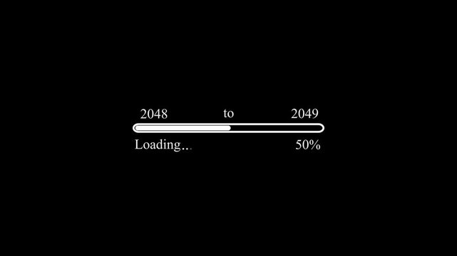 Loading bar animation transferring from 2048 to 2049 New Year celebration.