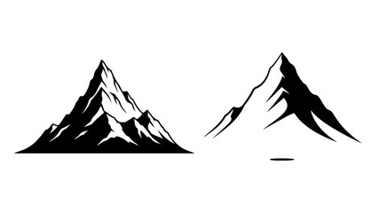 Majestic Mountain Peaks Black and White Vector Illustration of Mountain Range