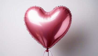 pink heart shaped helium balloon on white background