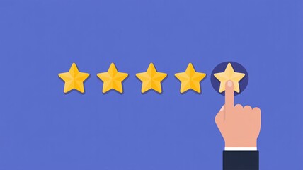 Give customer feedback with five stars showing quality rating level