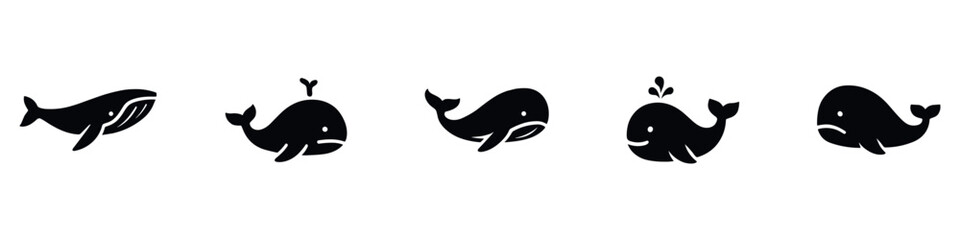 Whale icon vector set. Sperm whale illustration sign collection. Fish symbol. Ocean logo. Vector Illustration. 