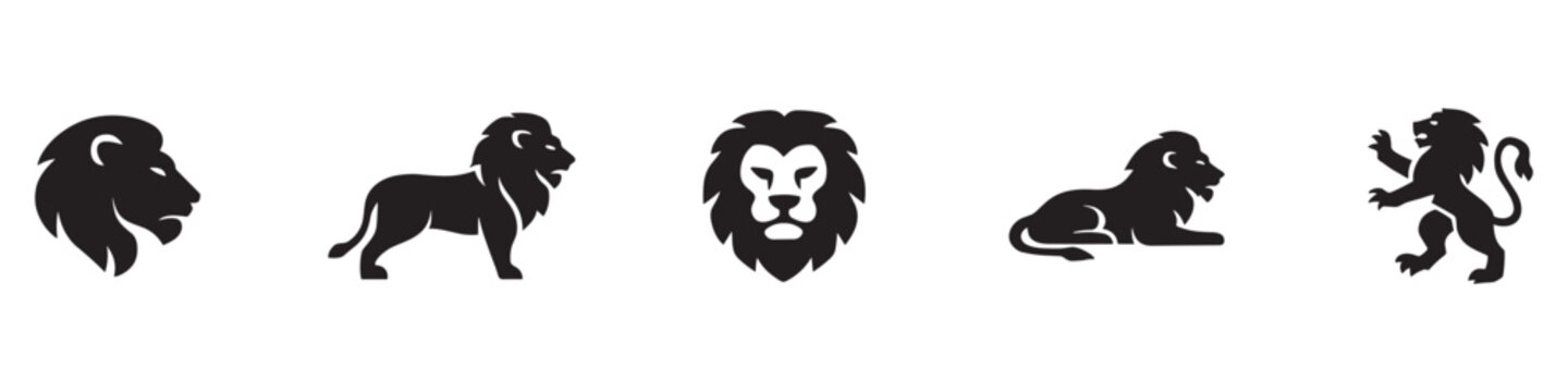Silhouette lion collection. Vector illustration