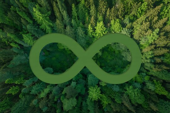 Infinite green forest symbol representing sustainability and nature conservation