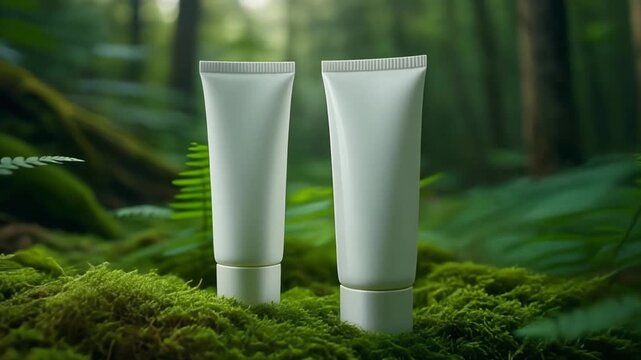 Hand cream video shot in a natural forest setting with a green background