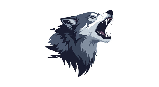 Illustration of a fierce wolf head with its mouth open and teeth bared, presented against a white background.