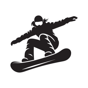 snowboard vector silhouette clip art logo design illustration. abstract snowboard icon set collection