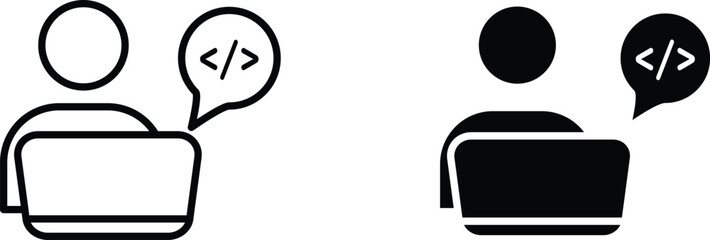 programmer  icon vector graphic illustration  with white background flat hand made icon fill icon .