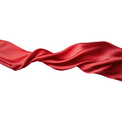 Wavy red silk fabric floating isolated on transparent background
