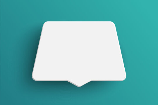 White trapezoid speech bubble on green background