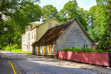 Wooden house on Vallikraavi (moat street) in Tartu, Estonia