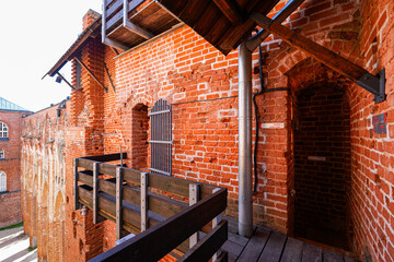 Wooden gallery in the Tartu Cathedral aka Dorpat Cathedral, a former catholic church in Tartu (Dorpat), Estonia