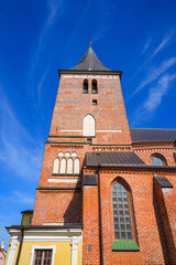 Bell tower of St. John's Church in Tartu, Estonia - Brick gothic lutheran church dedicated to John the Baptist
