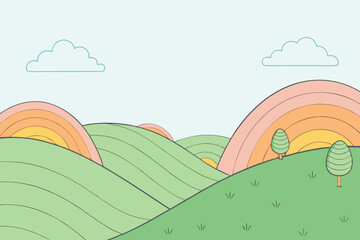 Dreamy Pastel Colored Hills vector illustration