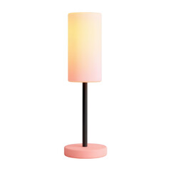 Modern table lamp with pink base isolated on transparent background