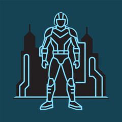 Neon Bounty Hunter In Futuristic Figure Design