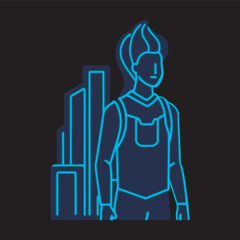 Cyberpunk Neon Street Fashion Human Figure