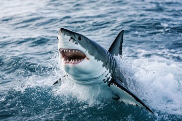 Naklejka premium great white shark in water