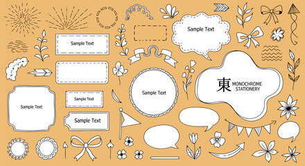 A set of handdrawn style decorative frames and speech bubbles, perfect for adding a touch of whimsy and personality to your designs isolated on