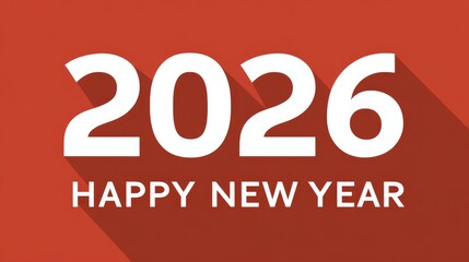 The greeting card for happy new year 2026 features a red background and confetti