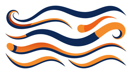 Illustration of multiple stylized wavy lines in blue and orange on a white background design element