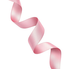 Pink ribbon swirling downward isolated on transparent background