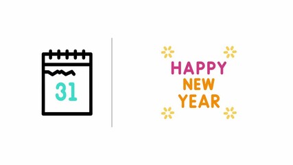 New Year countdown calendar page 31 celebration graphic element festive greeting happy new year text with sparkling starbursts and festive calendar icon marking the final day of the year