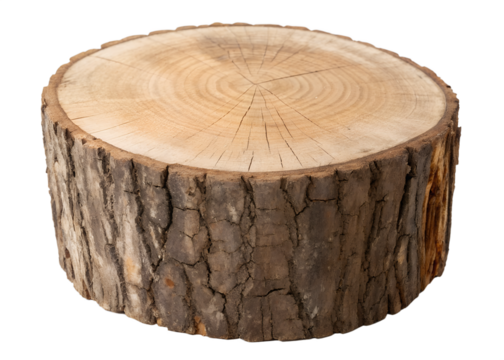 Wooden Log Cross Section Isolated on Transparent Background