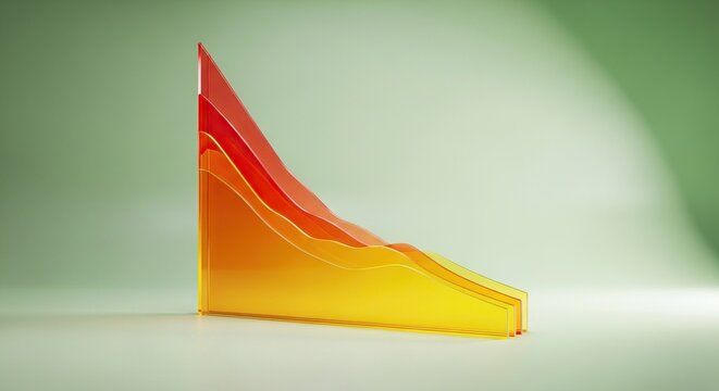Dynamic declining bar graph in gradient red and yellow hues, perfect for illustrating economic downturns or negative trends in a modern business context