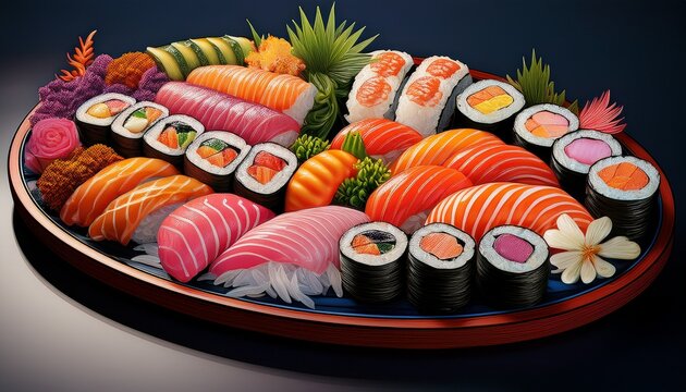 assorted sushi platter colorful japanese cuisine art